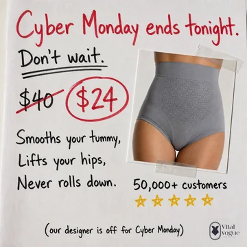 VitalVogue handwritten Cyber Monday ad, $40 crossed out to $24