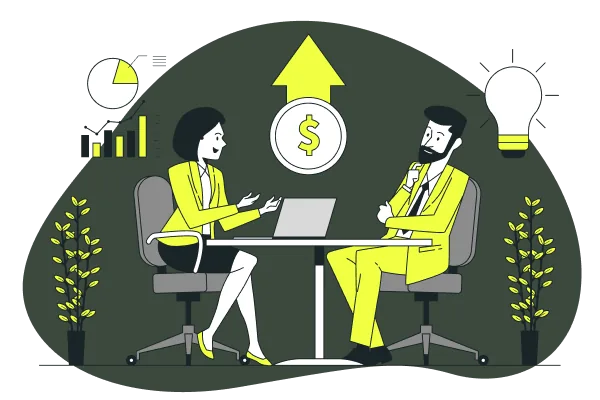 Two people planning a marketing strategy
